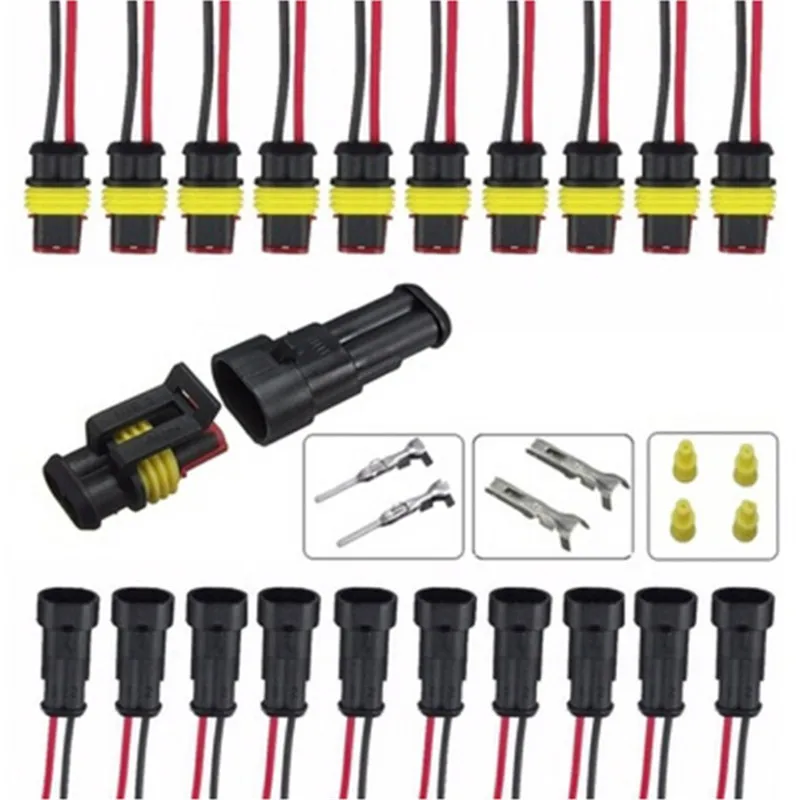Automotive waterproof connectors Xenon lamp connector for car 5 sets Kit 1P 2P AMP 1.5 male and female Plug | Запчасти для авто
