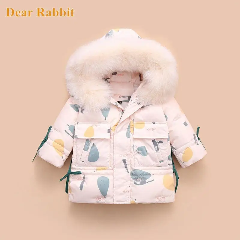 -30 degrees Girls clothing warm Down jacket for girl clothes 2022 Winter Thicken Parka real Fur Hooded Children Outerwear Coats