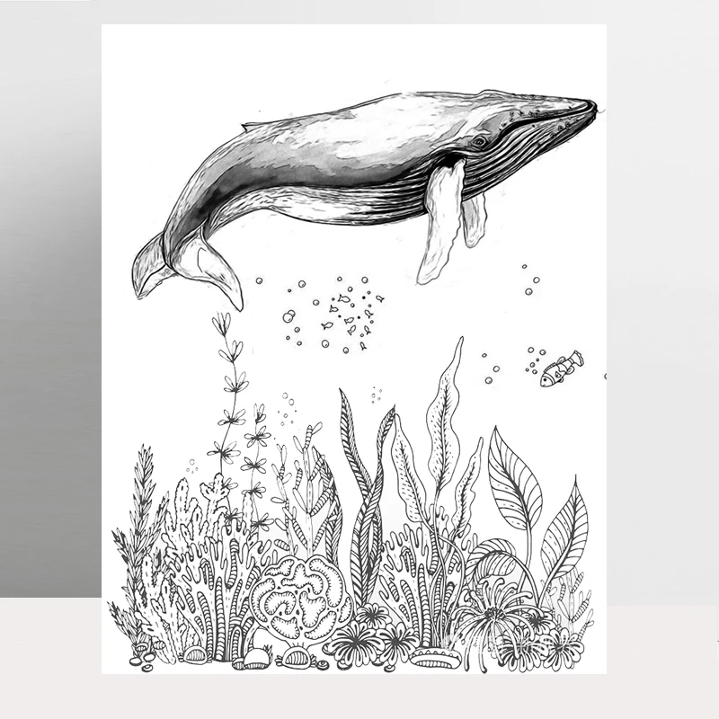 AZSG огромные прозрачные штампы с китами для рукоделия скрапбукинга/изготовления