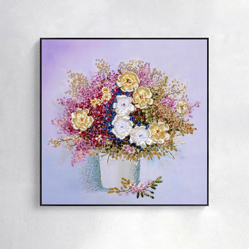 Сделай Сам лента вышивка с цветочным рисунком Цвет принтом из плотной ткани