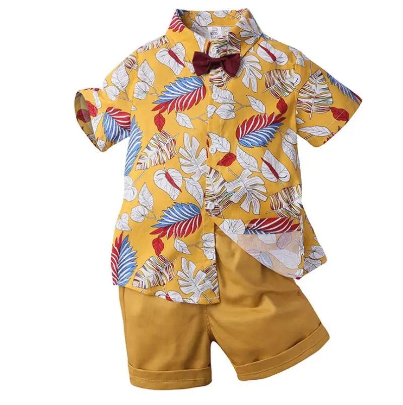 Новинка 2020 года костюм джентльмена с цветочным принтом для маленьких мальчиков