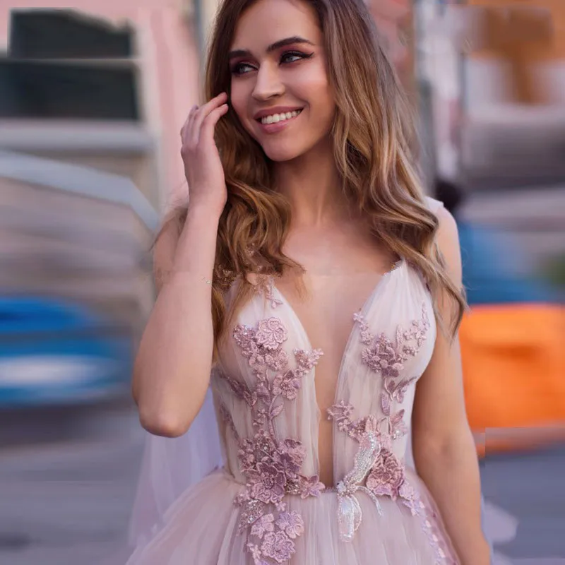 Boho Длинные Светло фиолетовые Вечерние платья Vestidos 3D цветы с открытой спиной 2020