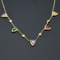 925 sterling silver colorful zircon drop necklace colorful teardrop pendant female clavicle chain suitable for party wear