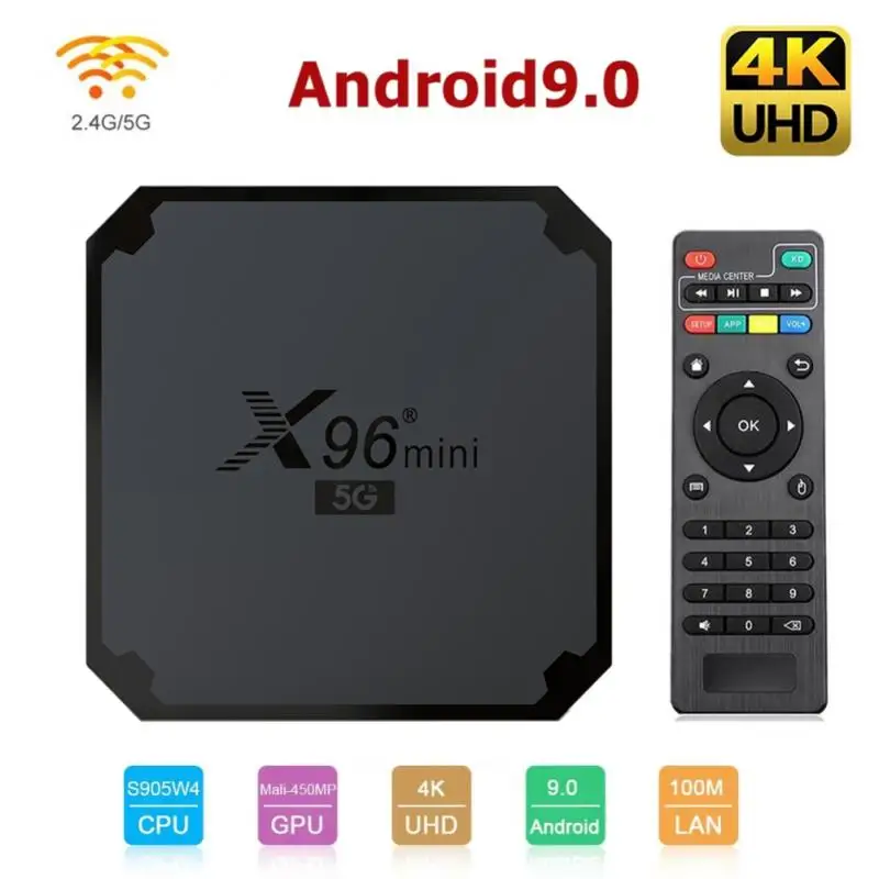 

New X96 4K Mini 5G+2.4G WiFi Dual Frequency IPTV Box Android 9.0 TV Box 1G 8G 2G 16G Amlogic S905W4 Smart IP TV Set Top Box Ship