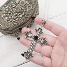 Женское Ожерелье серебряного цвета с украшением в виде креста