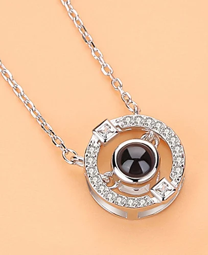 style 3 silver Amxiu 925 пробы Серебряное римское ожерелье с цифрами на заказ 100 языков I love you Проецирование кулон ожерелье для женщин Свадьба - Окраска металла: style 3 silver