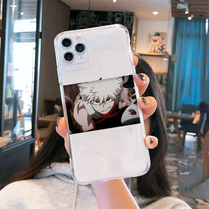 

Japanese Anime Art My Hero Academia Phone Case Transparent for iPhone 6 7 8 11 12 s mini pro X XS XR MAX Plus se cover