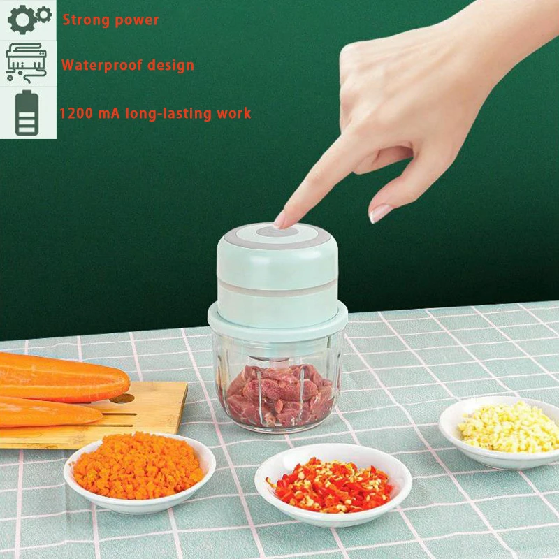 

Electric Food Chopper USB Rechargeable Meat Fruit Garlic Chopper with Blade Mini Meat Grinder Tools Portable Kitchen Accessories