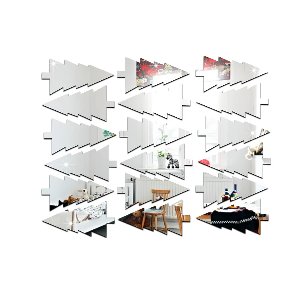 18 шт. креативные Рождественские Елочные акриловые зеркальные наклейки на стену