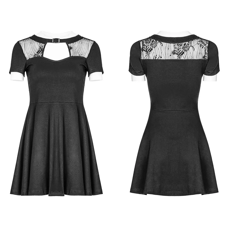 Женское черное кружевное платье в стиле панк модное трикотажное мини-платье