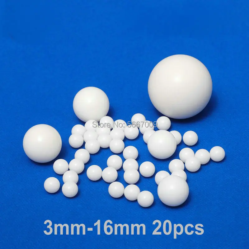 20pcs/lot Laboratory Diameter 3mm to 16mm Pure PTFE ball white F4 stirring bead for school experiment