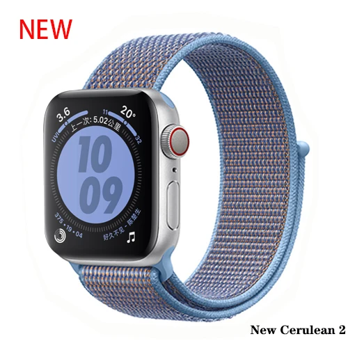 Нейлон pulseira для apple watch band 4 44 мм 40 мм(iwatch 5) apple watch 3 2 1 ремешок 42 мм 38 мм дышащий браслет ремень аксессуары - Цвет ремешка: New Cerulean 2