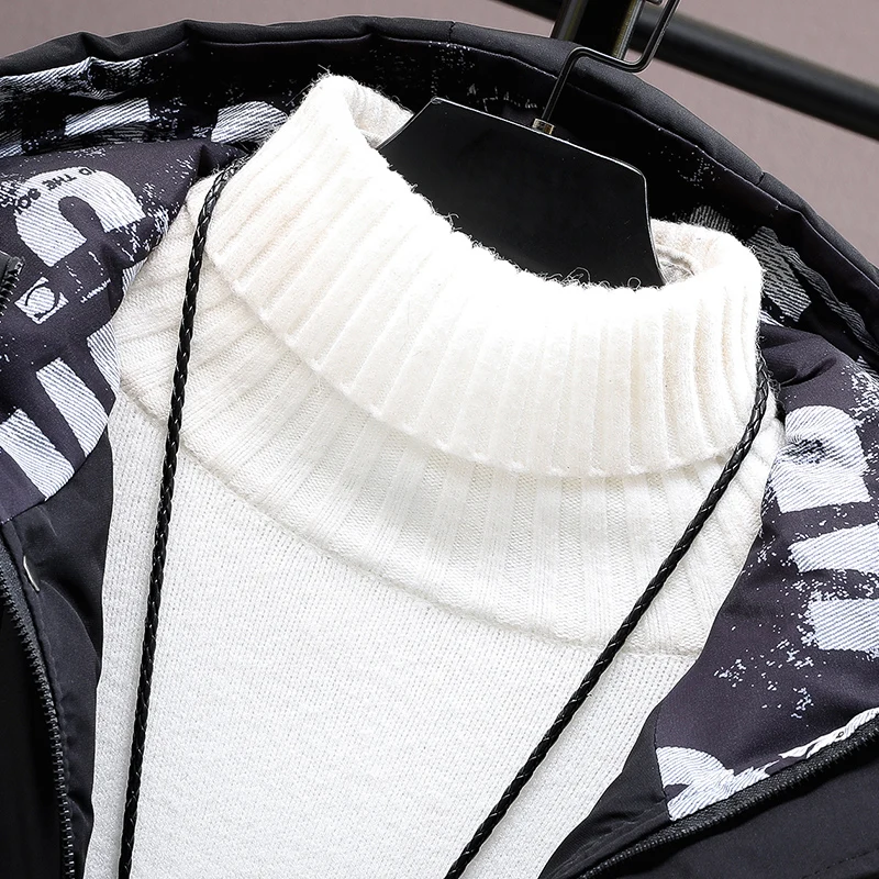 Fashion Autumn Winter Casual Parkas Mid-Length Thick Warm Hooded Cotton-Padded Jackets Mens Outwear Long Coat Youth Top Clothing