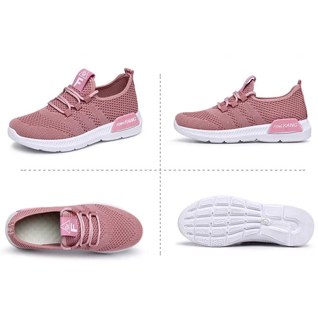 Женские кроссовки для бега SAGACE модные однотонные дышащие сетчатые на шнуровке