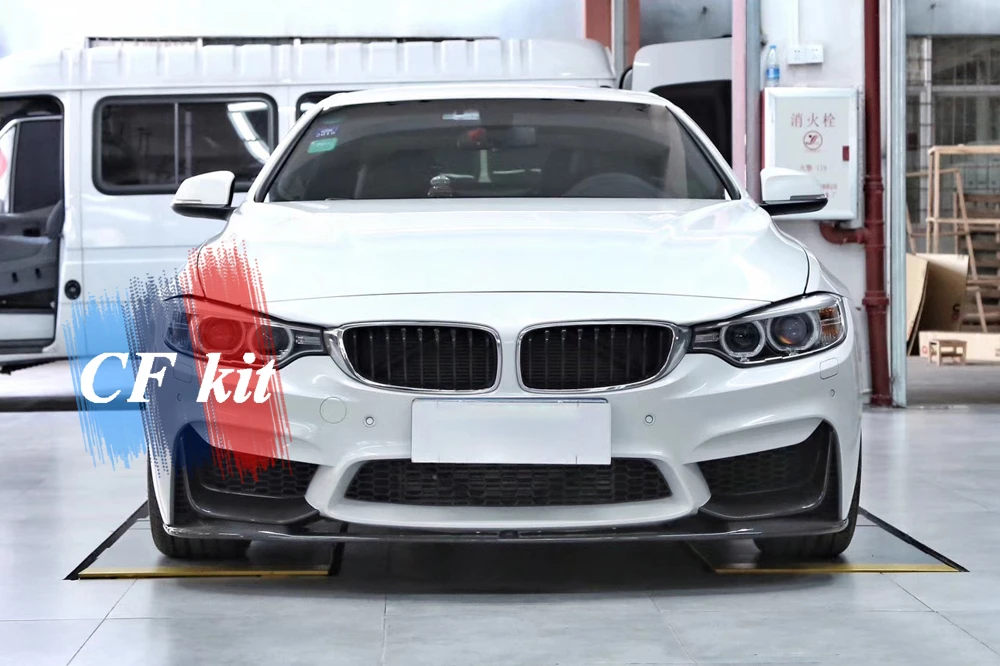 CF комплект углеродного волокна передний бампер губы разветвители спойлер для BMW 4
