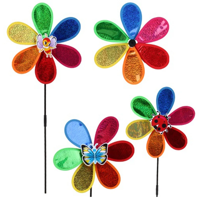 Разноцветная Радужная ветряная мельница с цветком Dazy домашний сад садовый декор