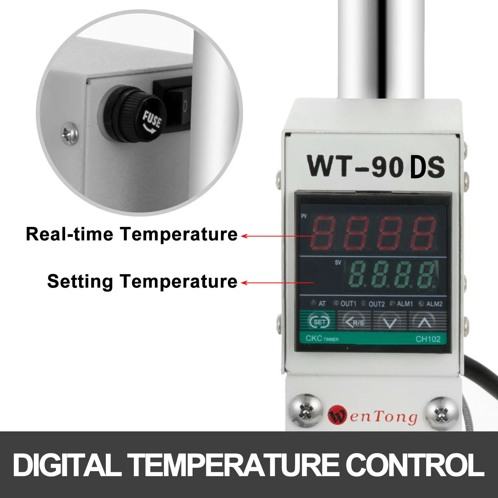 VEVOR-m&aacute;quina de estampado en caliente de 300W, con Control Digital de temperatura y deslizador de posicionamiento, m&aacute;quina de estampado Manual de bronce para PVC-1