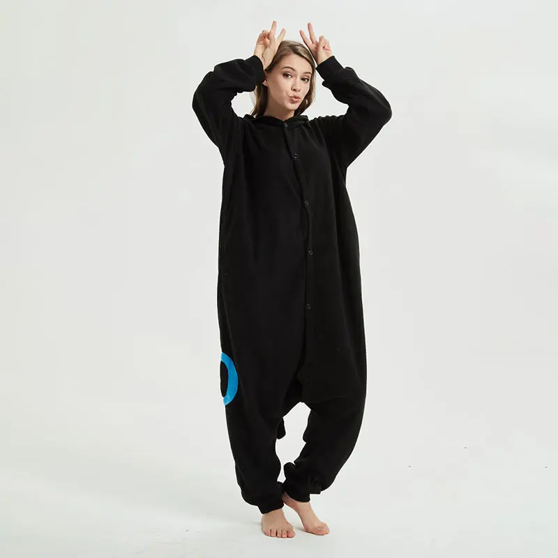 Синий черный Umbreon кигуруми аниме мультфильм пижамы для взрослых унисекс пара Onesie