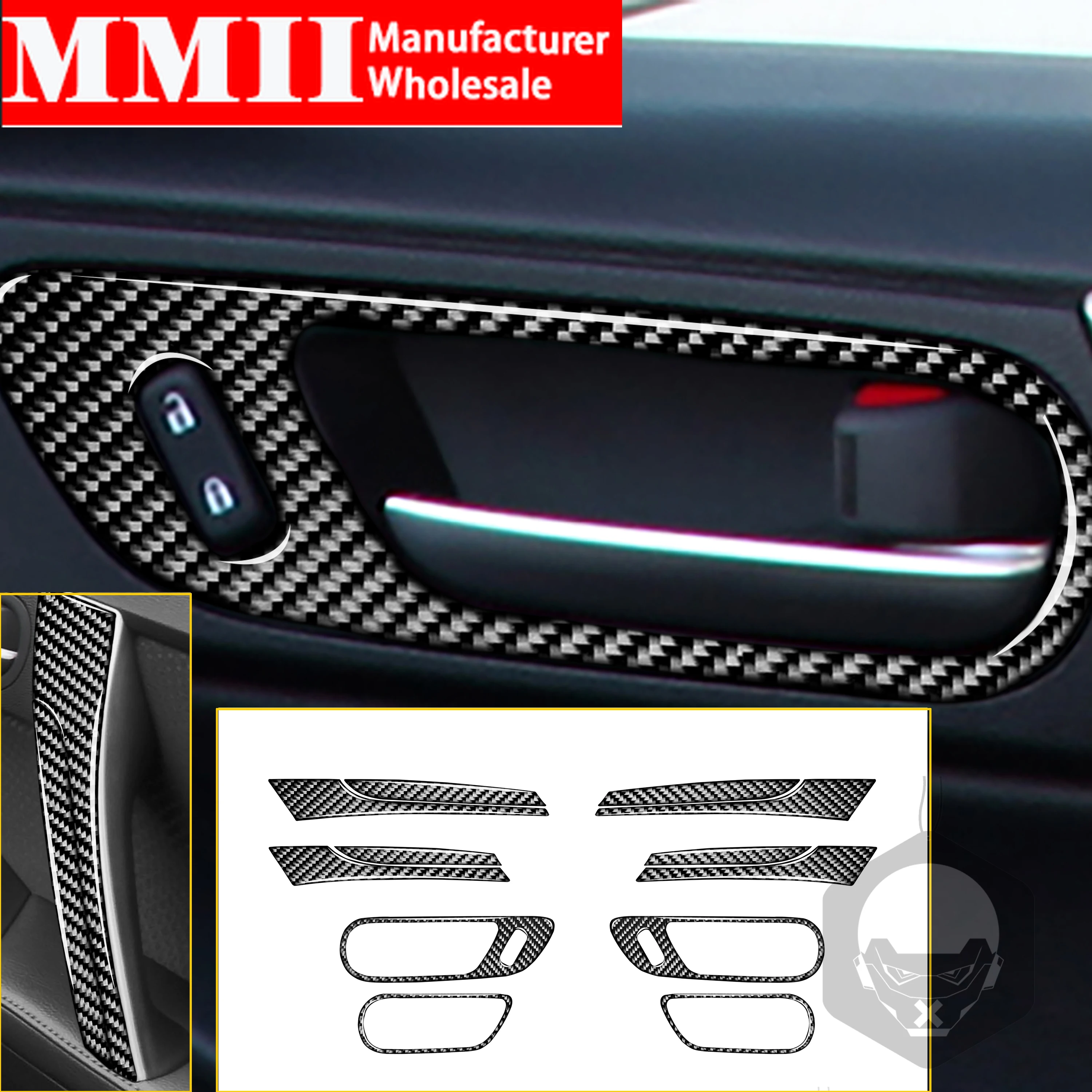 Carbon Fiber Car For Mazda 3 Axela 2010 2011 2012 2013 Door Trim Protective Stickers Door Pull Handle Set Interior Accessories