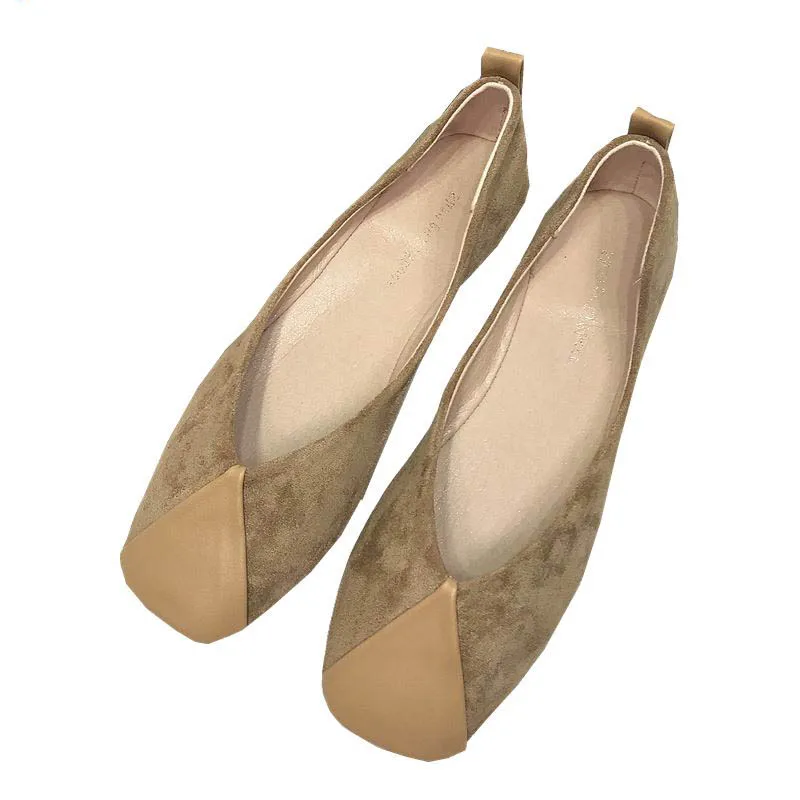 

Two Style Patchwork Flock Ballet Flats Women Loafers Espadrilles Cozy Pregnant Shoes Women Ballerina Square Toe Moccasins 2020