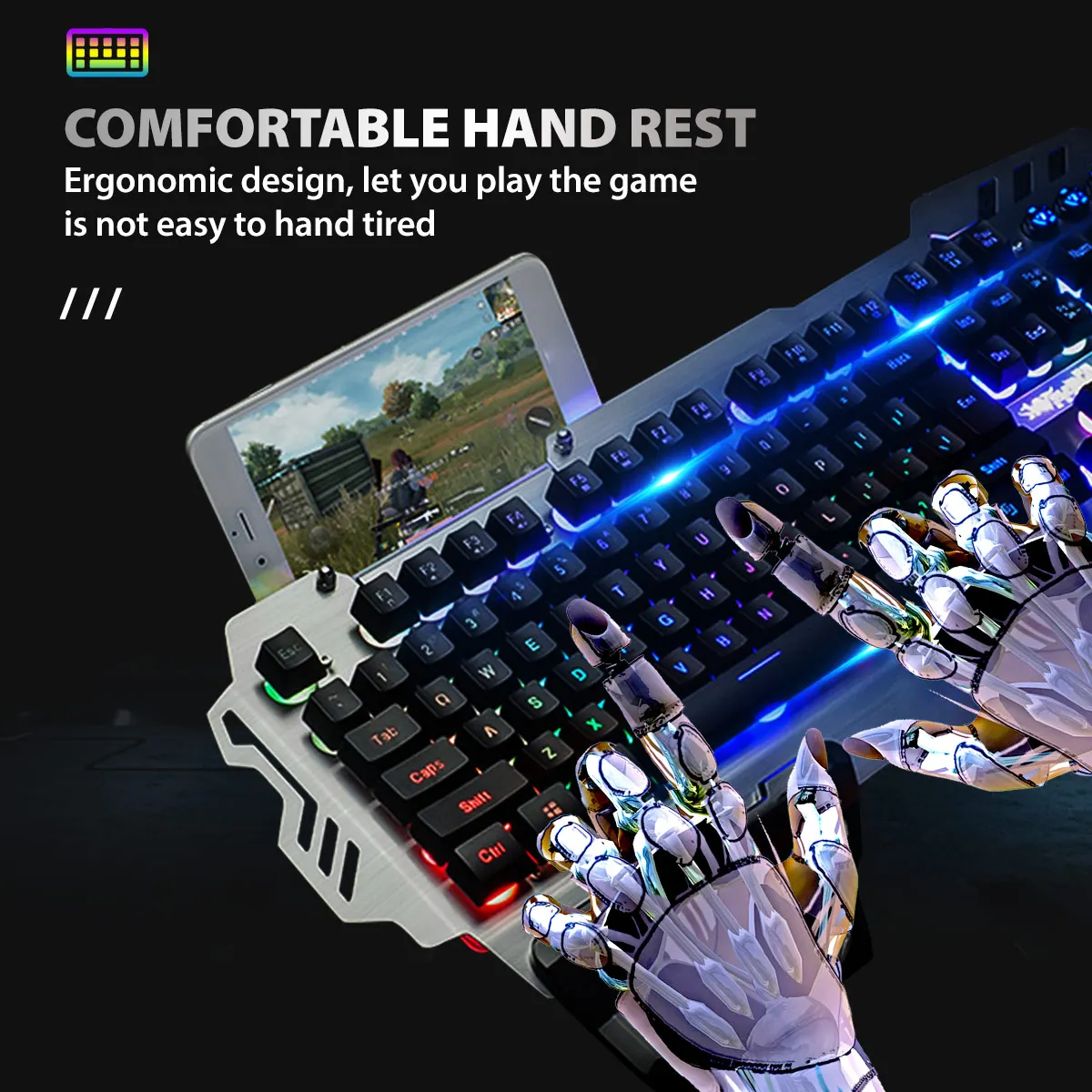 Игровая клавиатура Проводная игровая мышь набор 104 клавиш с RGB подсветкой русская