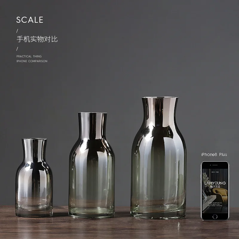 

Glass Vase Living Room Flower Simplicity Home Decoration Transparent Glass Creative Art Accessories Flower Vases Gift Decorate