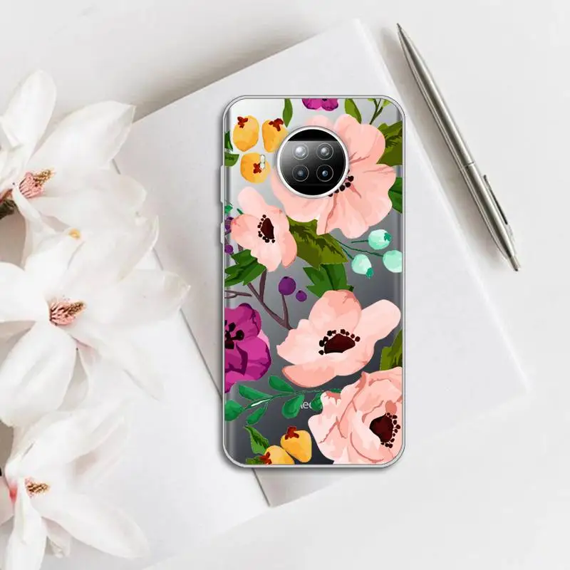 

Flower Romantic aesthetics pattern Phone Case Transparent for Xiaomi Redmi note 10 t 8 9 pro lite 11