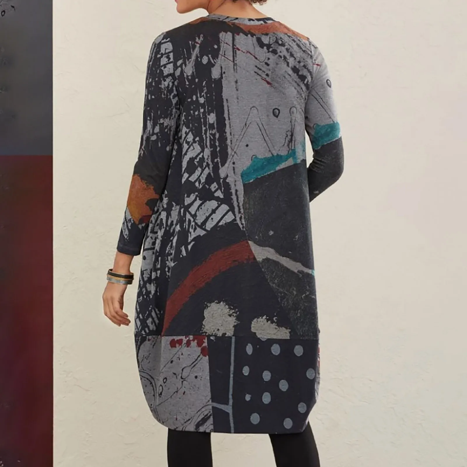 

2021 Pregnant Women Letter Casual Loose Dress with Pocket Ladies Fashion O Neck Long Tops Female Noble Dress Streetwear Vestidos