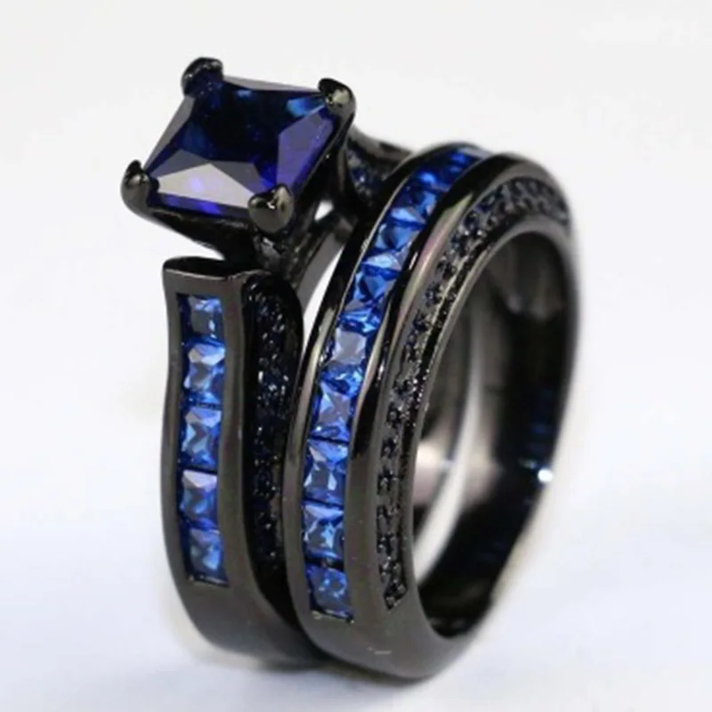 Фото FDLK роскошное женское кольцо с голубым Цирконом набор обручальных колец для