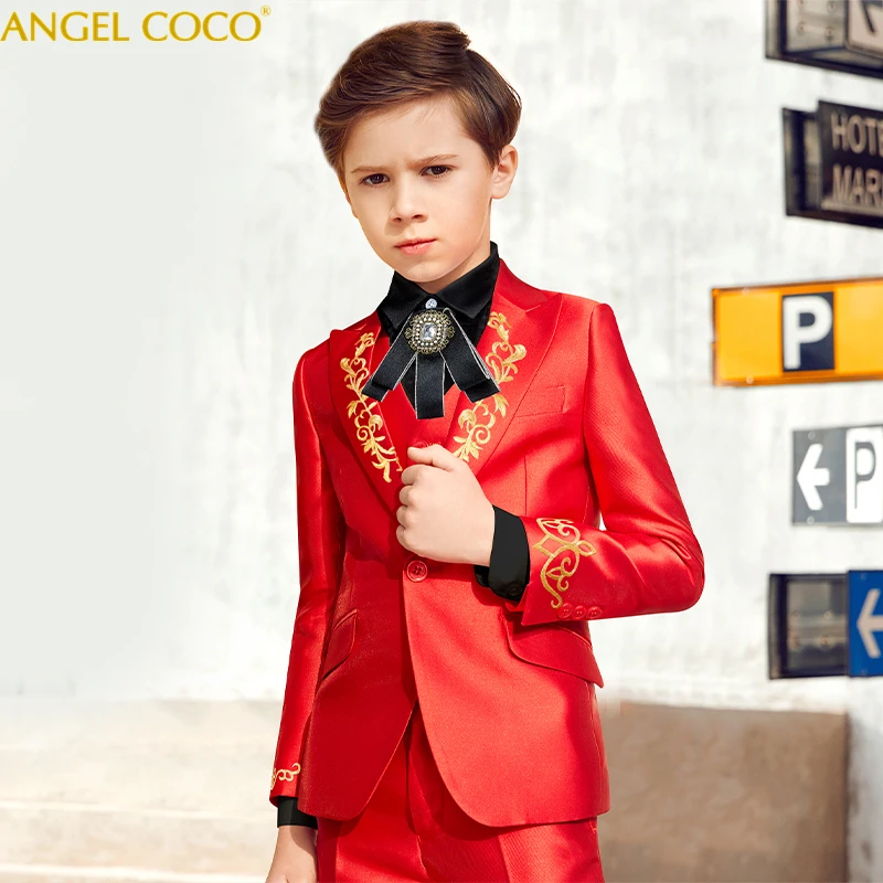melhor 2021 Nova Crianças Blazer Do Casamento Do BebĂȘ Meninos Terno Jaquetas Casaco Calças Colete Cravat Camisa 5 Pçs Ternos Menino Formal Para Festa De Casamento Menino Ternos De BebĂȘ Terno De Malha 2021 Fantasia De Menino I