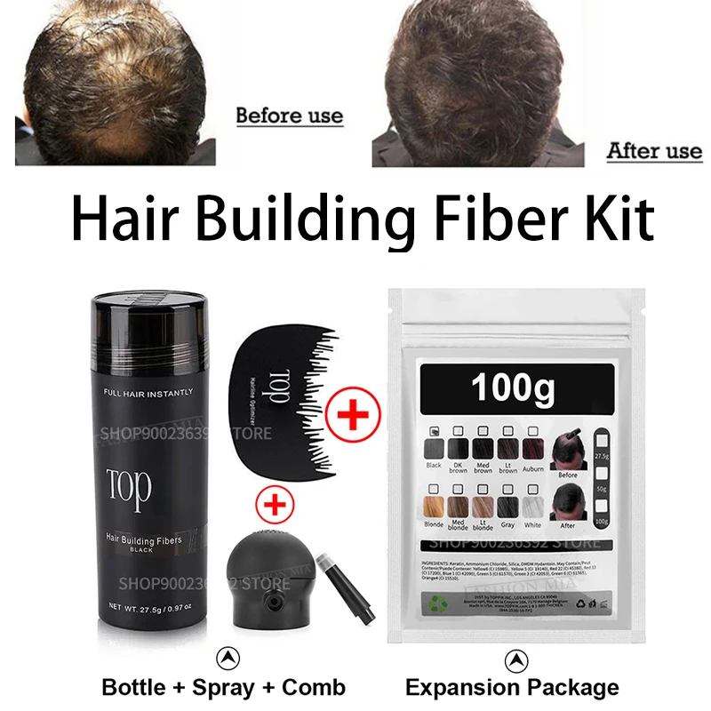 

Top 127.5g Hair Building Fibers Kit 9 Colors Hair Keratin Hair Building Instantly Fibers Capilares Fiber Hold Spray Powder Hair