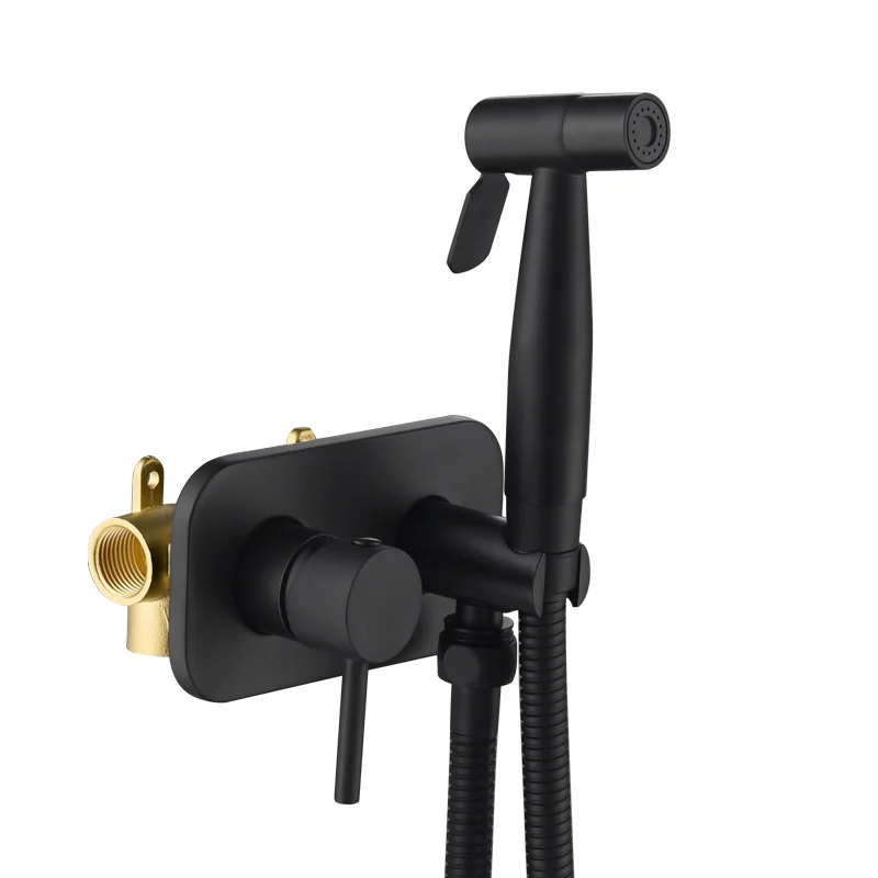 

Dark-packed pressurized toilet spray gun set hot and cold women's washer nozzle black toilet companion flush small rain shower