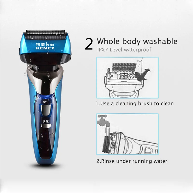 Kemei Reciprocating Electric Shaver 3D Floating Four Blade Rechargeable Men Bread Shaving Machine Waterproof Razors 40D | Бытовая