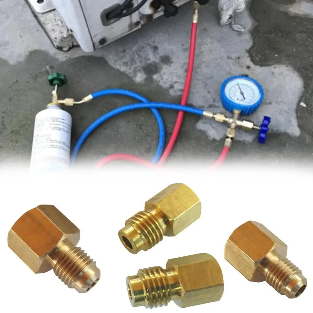 

4PCS R134A Brass Refrigerant Tank Adapter To R12 Fitting 1/2 Female Acme To 1/4 Male Flare Adaptor Valve Core Vacuum Pump 2021