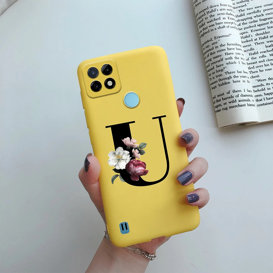 for oppo realme c21y case letter monogram flower soft slim phone cover for realme c21y c21 y rmx3261 realmec21y c 21y coque case free global shipping