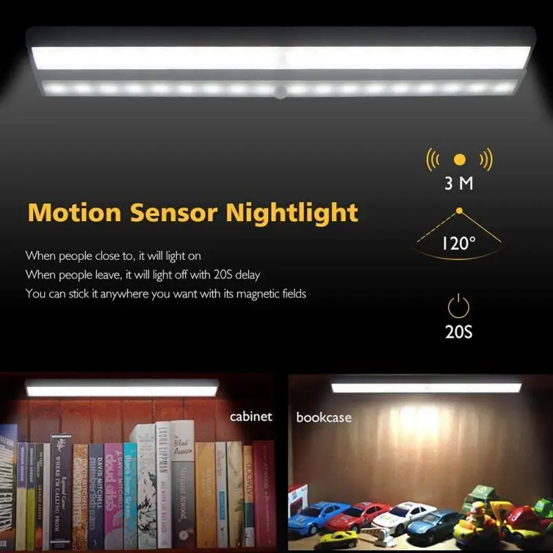 

Motion Sensor Closet Light LED Wireless Light Bar Stick On Anywhere Cabinet Night Light Battery Powered Lighting Tools Bedroom