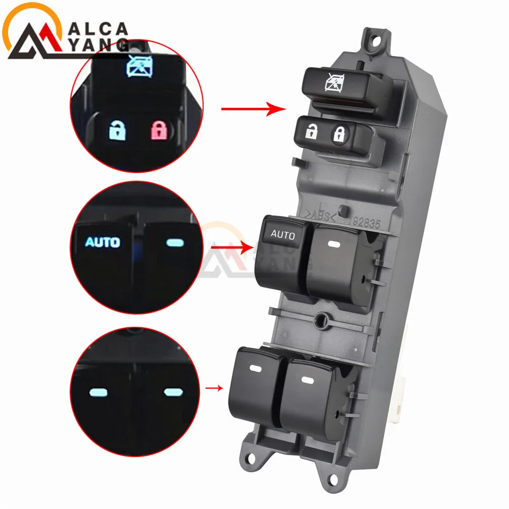 Освещенный переключатель стеклоподъемника для Toyota Yaris Camry Tacoma Lexus Highlander Land Cruiser Venza rav4 2006- 84820-06100 светодиодный