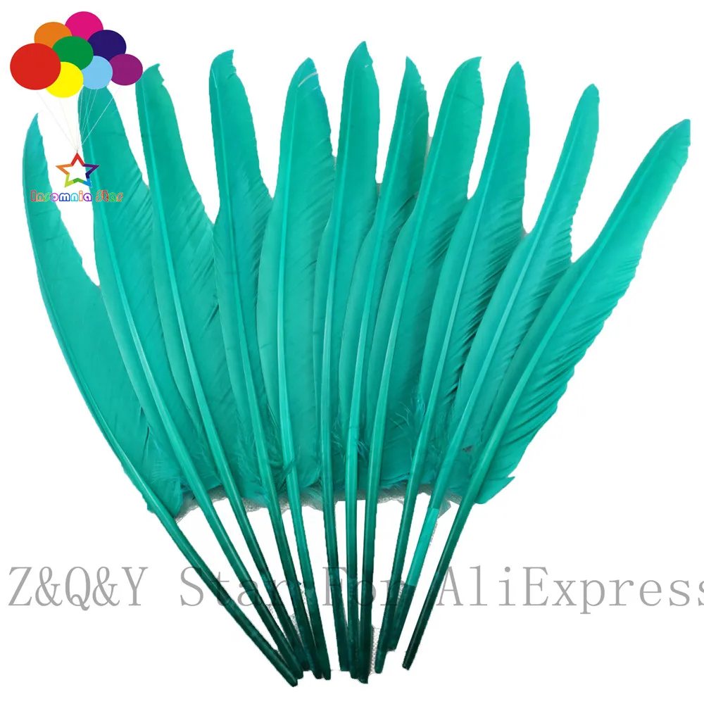 Натуральный 35 40 см Гусь горбатое перо окрашенное морской зеленый DIY ремесло