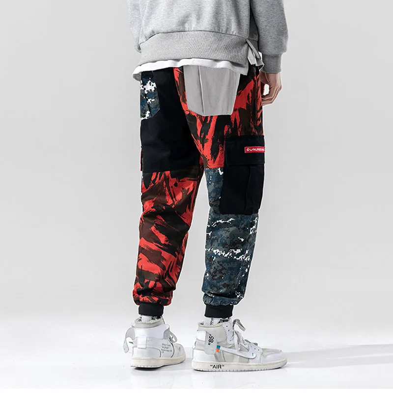 Мужские камуфляжные спортивные брюки длинные модные свободные карго в стиле хип