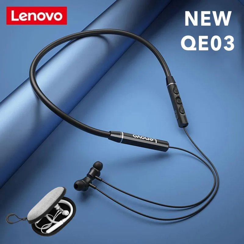 Оригинальные беспроводные Bluetooth-наушники Lenovo QE03 V5.0 с шейным ободом спортивные