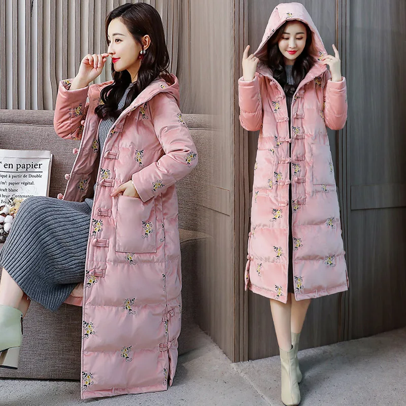 Женская свободная парка с капюшоном черная или Бежевая длинная теплая бархатная