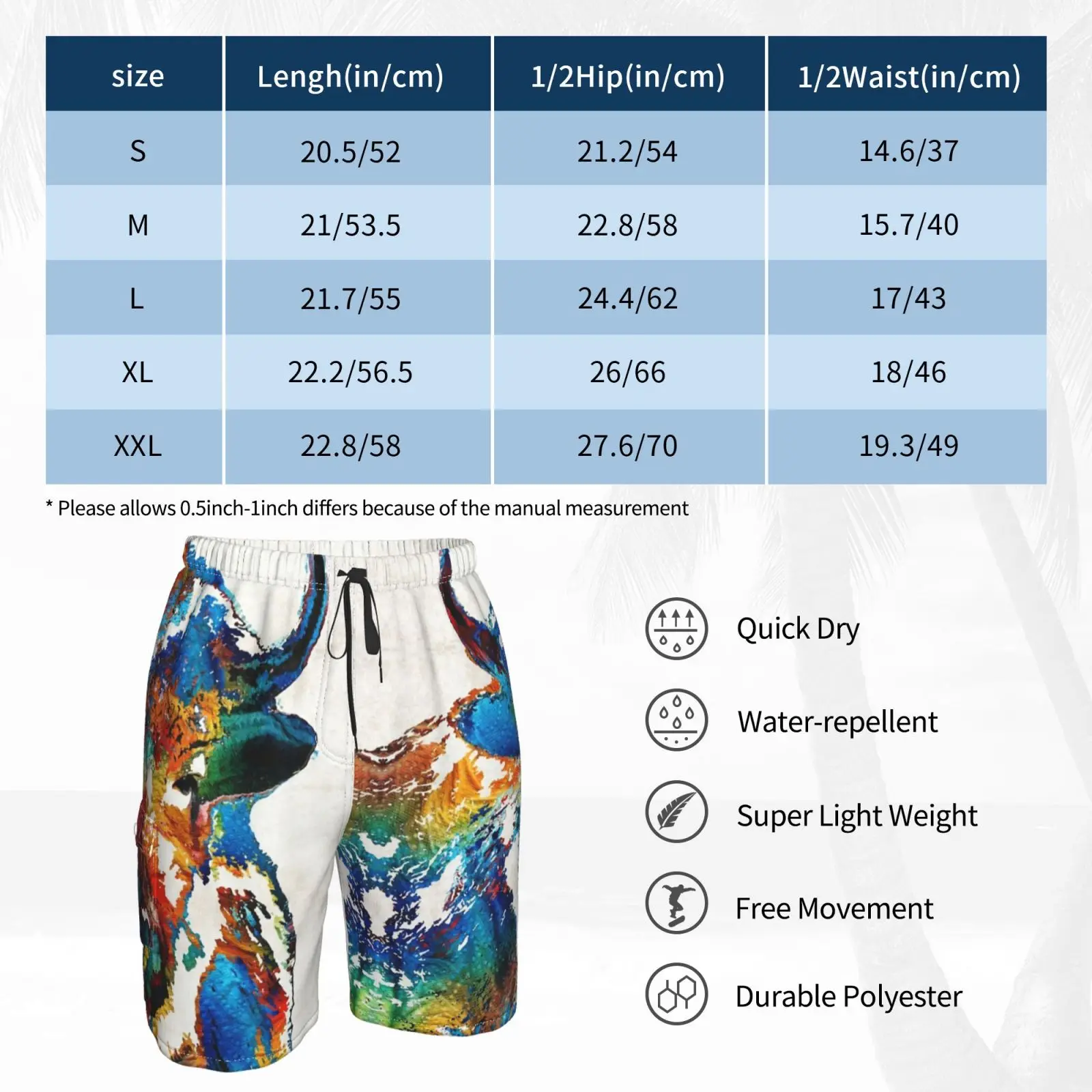 Пляжные шорты с ярким рисунком буйвола Шэрон КАММИНГЗ буйвол Белый дикая
