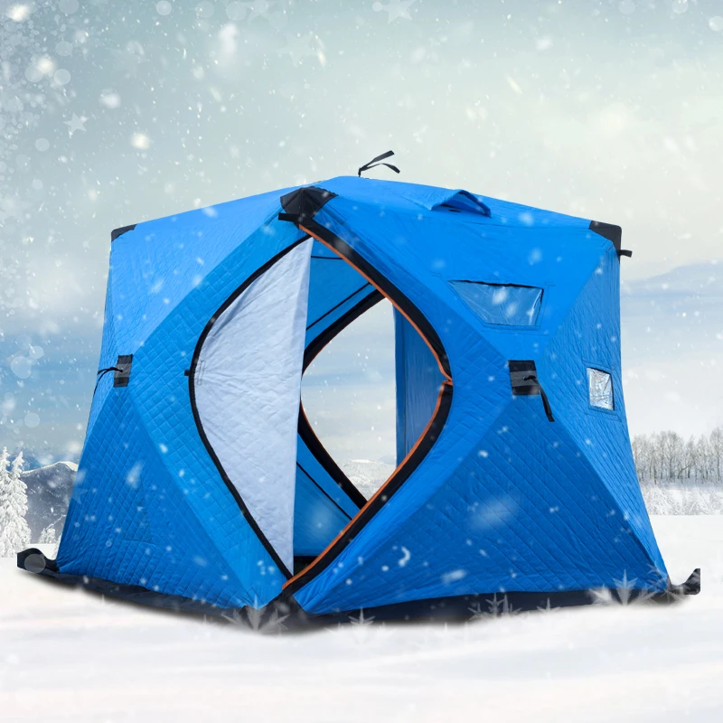 Verkauf 3-4Person Schnelle Öffnung Winter Eis Fising Zelt 180x180x165cm Verdickt Warme Baumwolle Outdoor Camping Touristischen Zelt Große Winter Haus