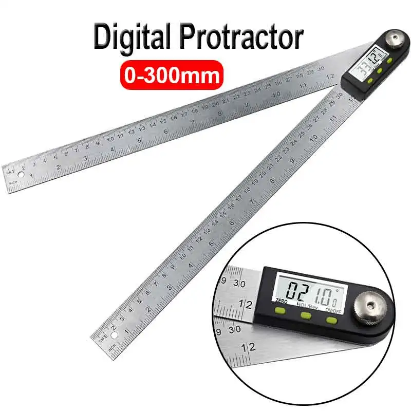 

300mm 12" Digital Angle Ruler Finder Meter Protractor Inclinometer Goniometer Electronic Angle Gauge Stainless Steel