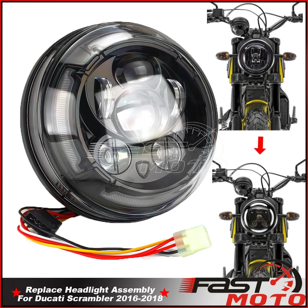 

Головной светильник в сборе для Scrambler Classic Desert S, светодиодный, полноразмерный, для езды по городу, для езды в кафе, для езды по бездорожью, све...