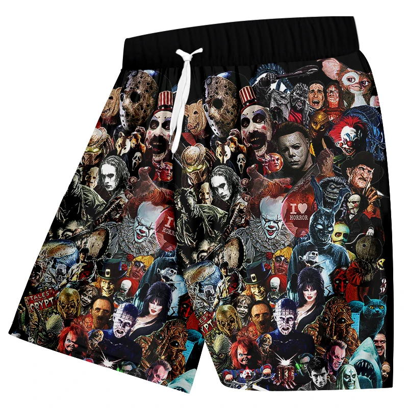 Мужские пляжные шорты UJWI с 3D-принтом черепа маска ужаса Харадзюку оверсайз для