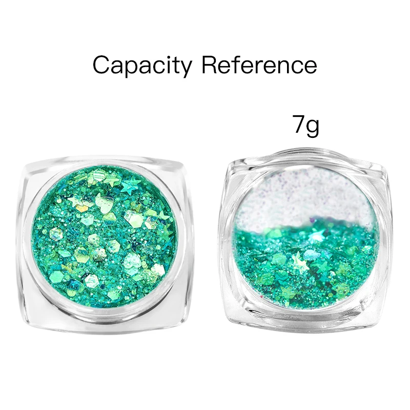 Четыре лилии 1 коробка порошок для ногтей блестящие хлопья 3D Сердце Звезда