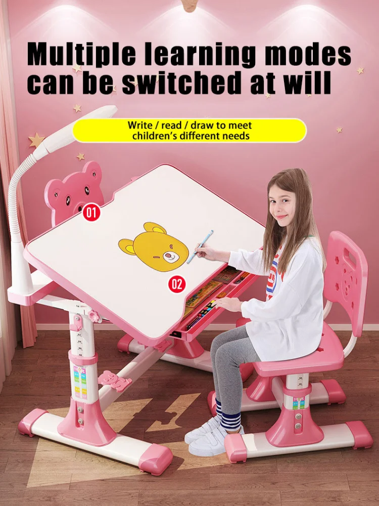 Study Desk Children Simple Primary School Pupils Writing and Chair Set Home Boy Girl Household Homework |