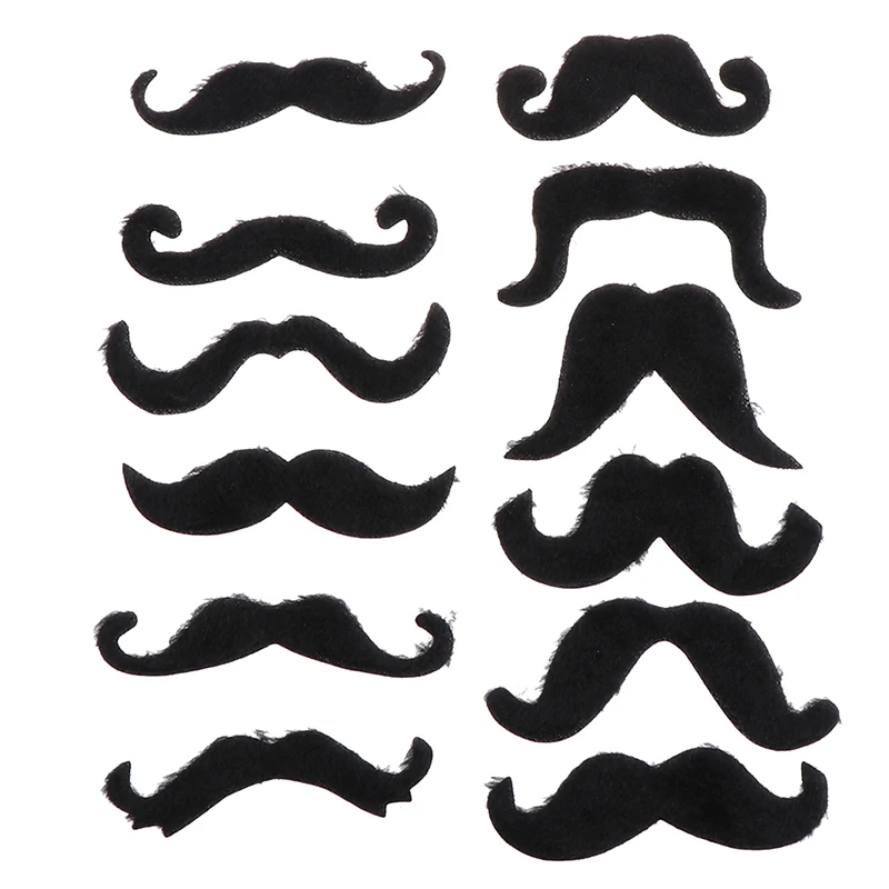 12pcs Funny Creative Costume Mustache Pirate Party Halloween Cosplay Fake Mustach Beard Whisker Kid Adult Novelty Party Supplies