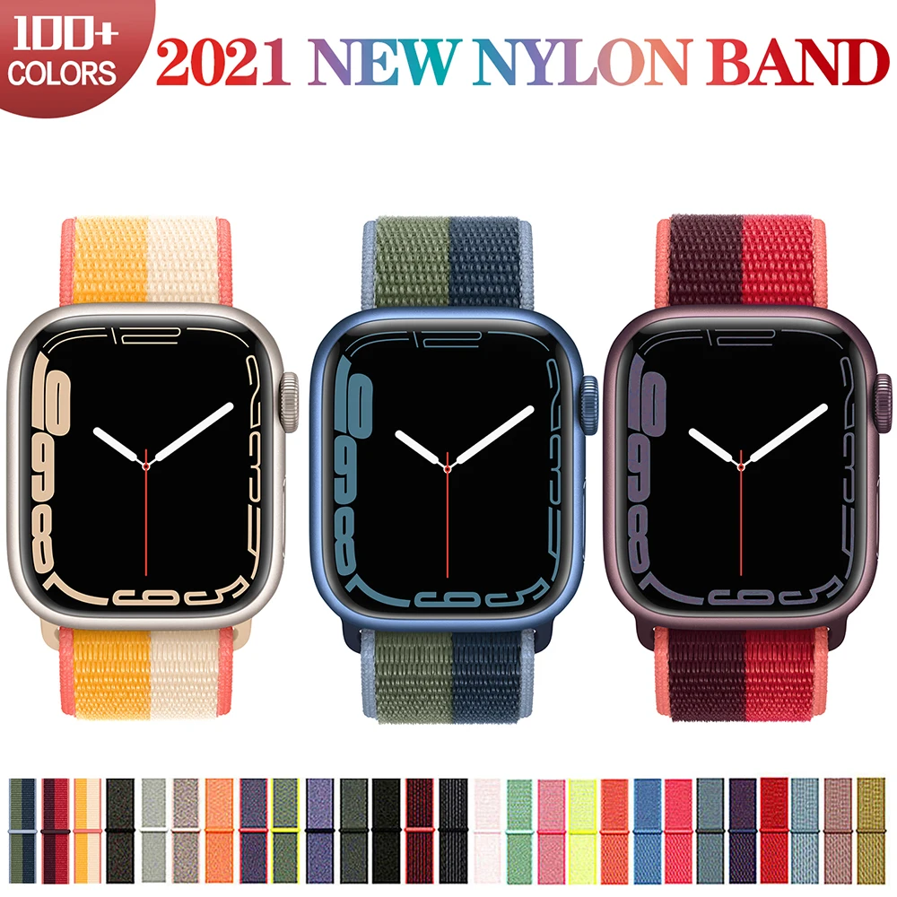 

Nylon Loop Strap for Apple Watch Band 44 mm 42mm 40 38mm Smartwatch Bracelet correa Watchband iWatch serie 3 5 6 SE 7 45mm 41mm